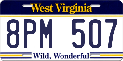 WV license plate 8PM507