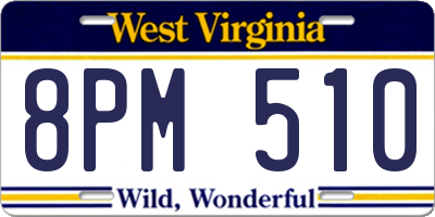 WV license plate 8PM510