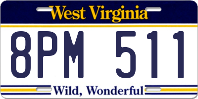 WV license plate 8PM511