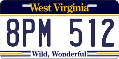 WV license plate 8PM512
