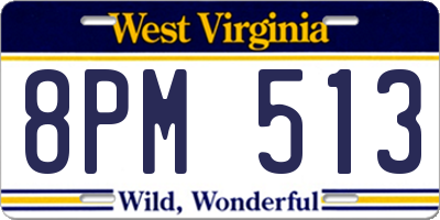 WV license plate 8PM513