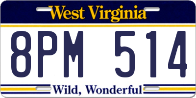 WV license plate 8PM514