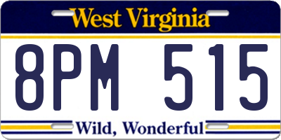 WV license plate 8PM515