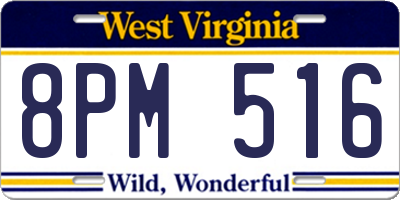 WV license plate 8PM516