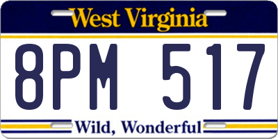 WV license plate 8PM517