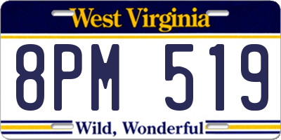 WV license plate 8PM519