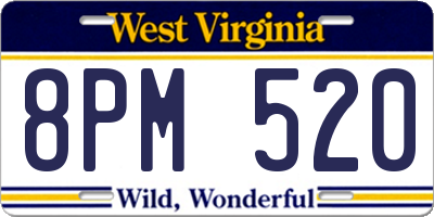 WV license plate 8PM520