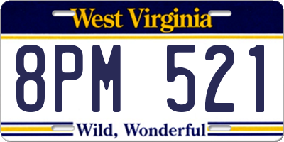 WV license plate 8PM521