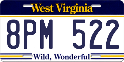 WV license plate 8PM522