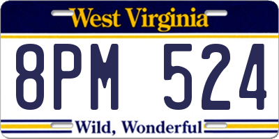 WV license plate 8PM524