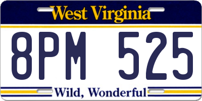 WV license plate 8PM525
