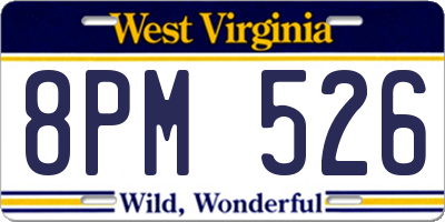 WV license plate 8PM526