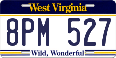 WV license plate 8PM527