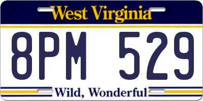 WV license plate 8PM529
