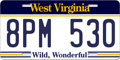 WV license plate 8PM530