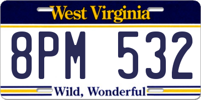 WV license plate 8PM532