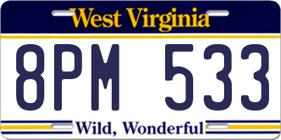 WV license plate 8PM533