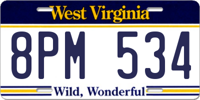 WV license plate 8PM534