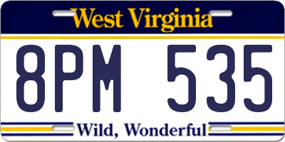 WV license plate 8PM535