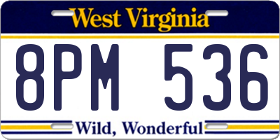 WV license plate 8PM536