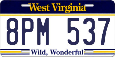 WV license plate 8PM537