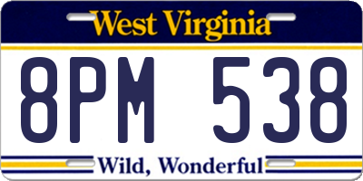 WV license plate 8PM538
