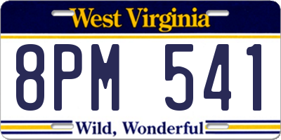WV license plate 8PM541