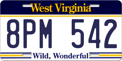 WV license plate 8PM542