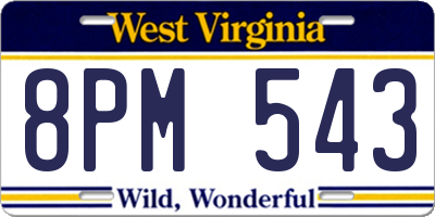WV license plate 8PM543