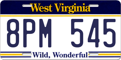 WV license plate 8PM545