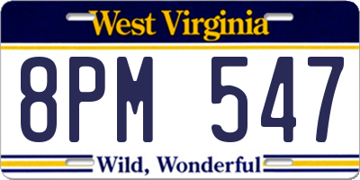 WV license plate 8PM547