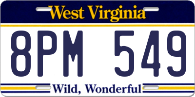WV license plate 8PM549