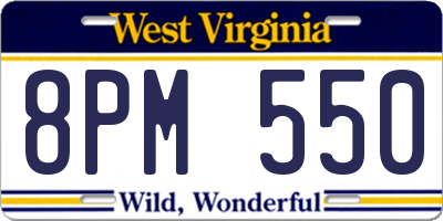 WV license plate 8PM550