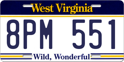 WV license plate 8PM551