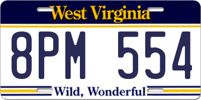 WV license plate 8PM554