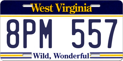WV license plate 8PM557