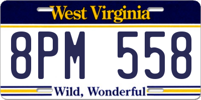 WV license plate 8PM558