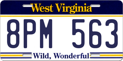 WV license plate 8PM563