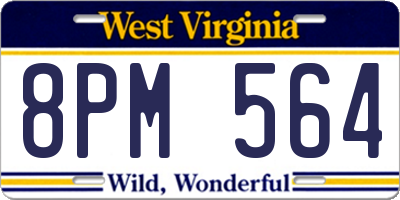 WV license plate 8PM564