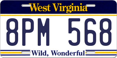 WV license plate 8PM568