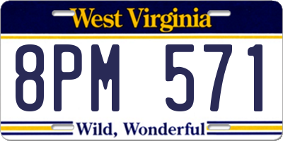 WV license plate 8PM571