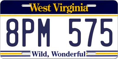 WV license plate 8PM575