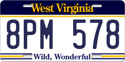 WV license plate 8PM578