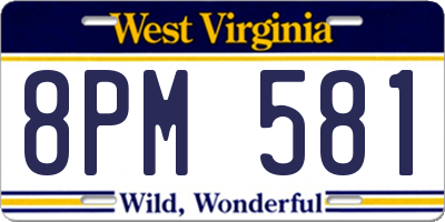 WV license plate 8PM581
