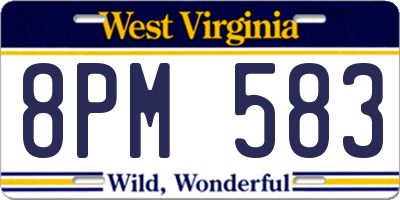 WV license plate 8PM583