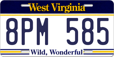 WV license plate 8PM585