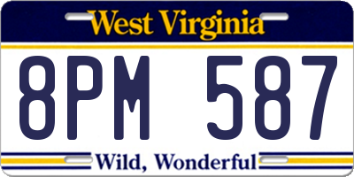 WV license plate 8PM587