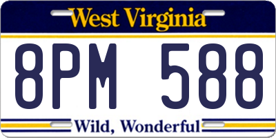 WV license plate 8PM588