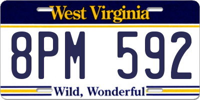 WV license plate 8PM592