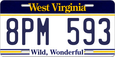 WV license plate 8PM593